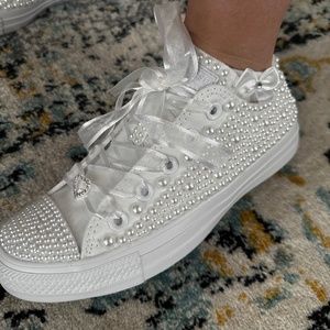 BRIDAL Converse with Pearls - Size 6!